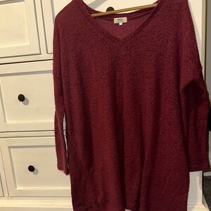 Magenta V-Neck Sweater by Piko